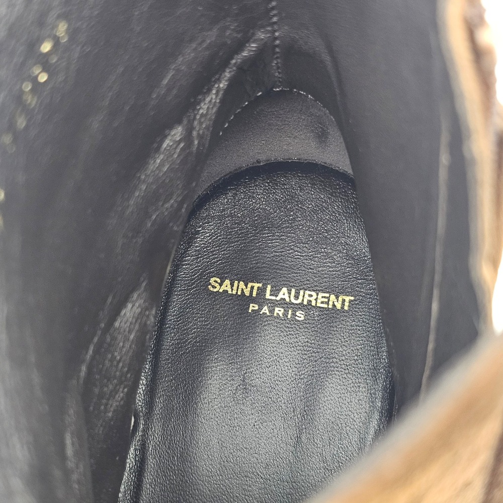 Saint Laurent Mens Wyatt 40 Zip Boot Suede Leather Ankle Tobacco Brown Size 9.5 - Picture 9 of 11